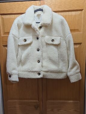 LuLaRoe Cream Sherpa Button-Up Jacket